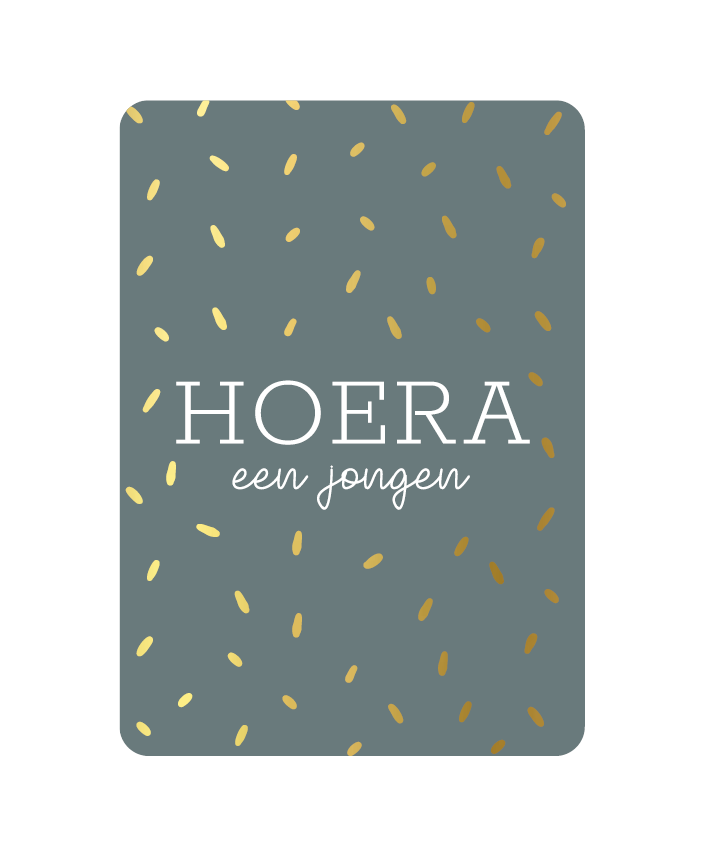 Wenskaart Hoera een jongen (confetti)
