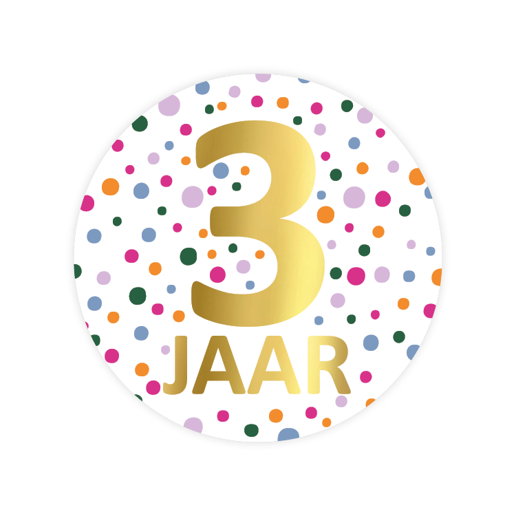 Stickers 3 jaar - 5 stuks