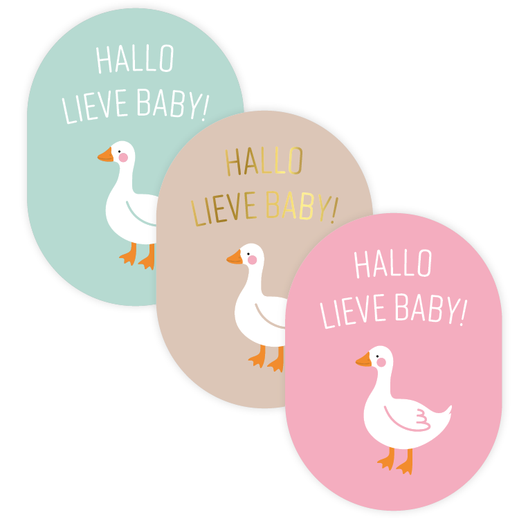 Stickers Hallo lieve baby (3 kleuren) - 6 stuks