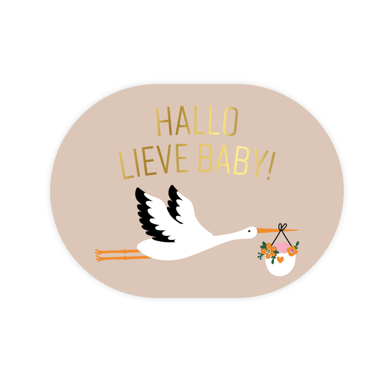 Stickers Hallo lieve baby (ooievaar) - 5 stuks