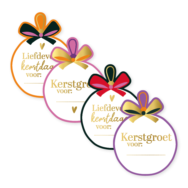 Stickers Kerstbal met kerstgroet (12 stuks)