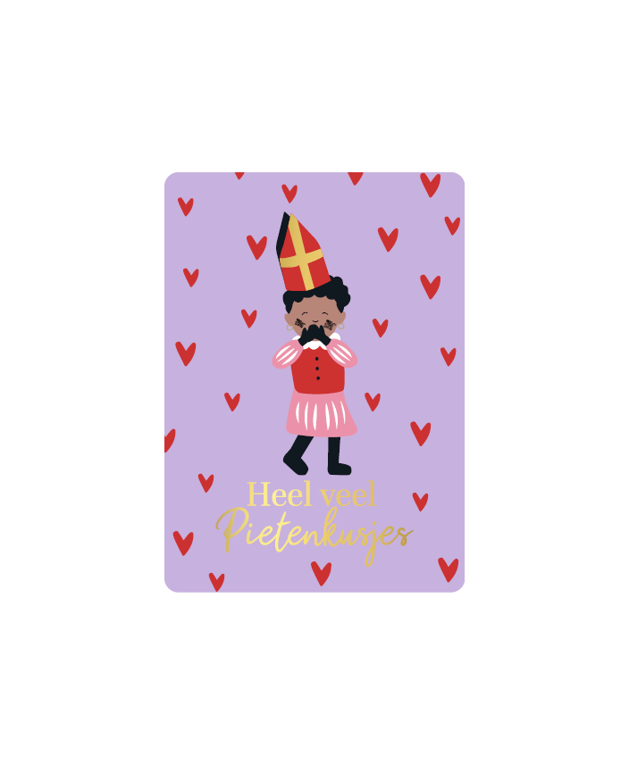 Cadeaukaartje Heel veel pietenkusjes (paars)