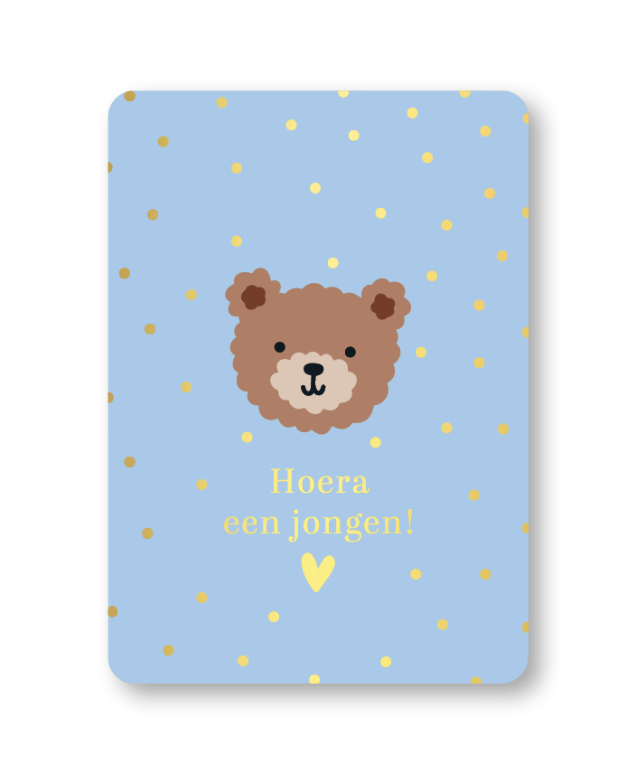 Wenskaart Hoera een jongen (beertje)