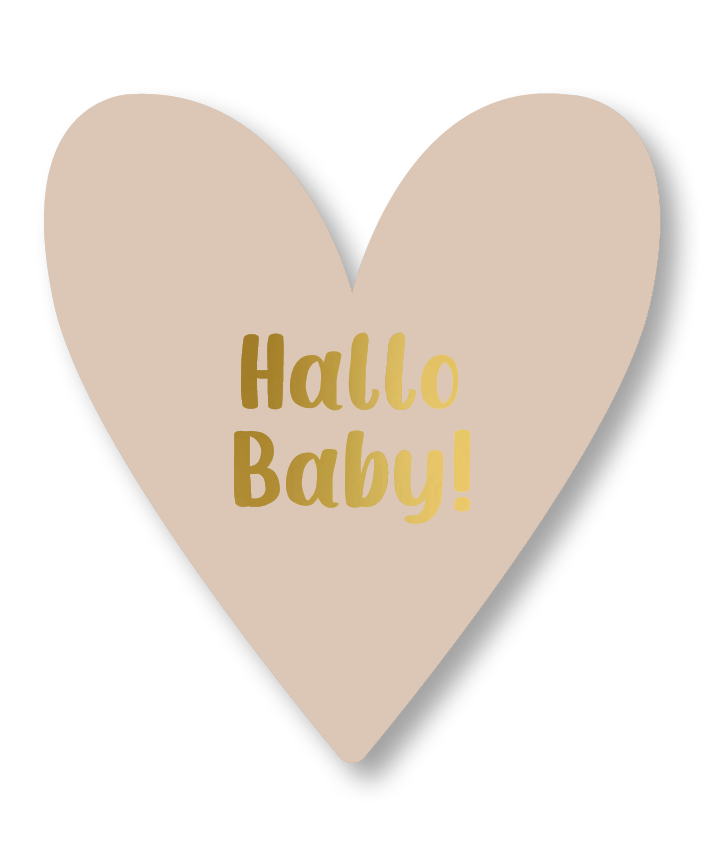 Wenskaart Hallo baby! (hartvorm)