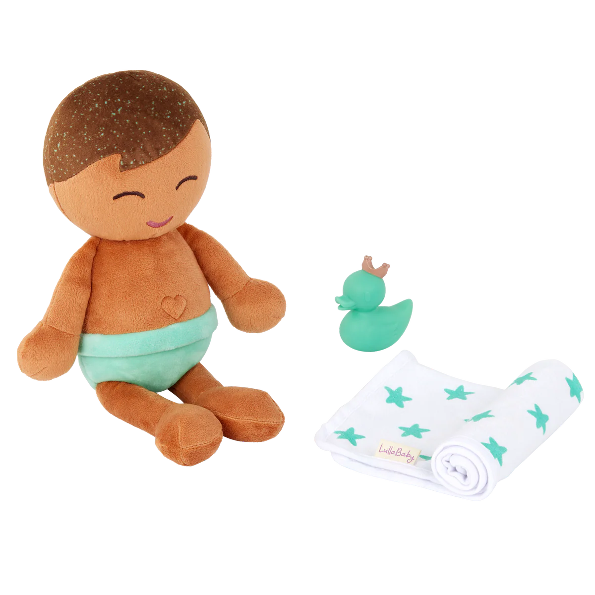 Lullababy Badpop jongetje met accessoires - donker haar