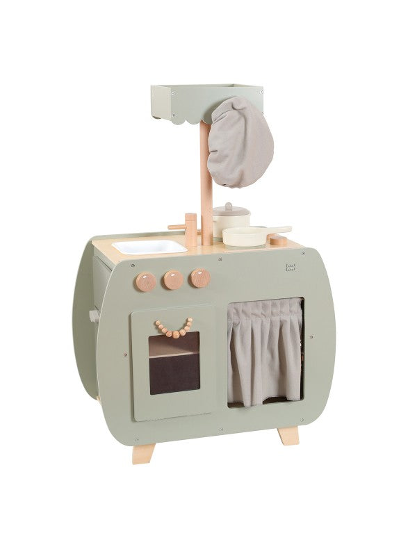 Houten bistro keuken (in beige, roze en golijfroen) | Label Label