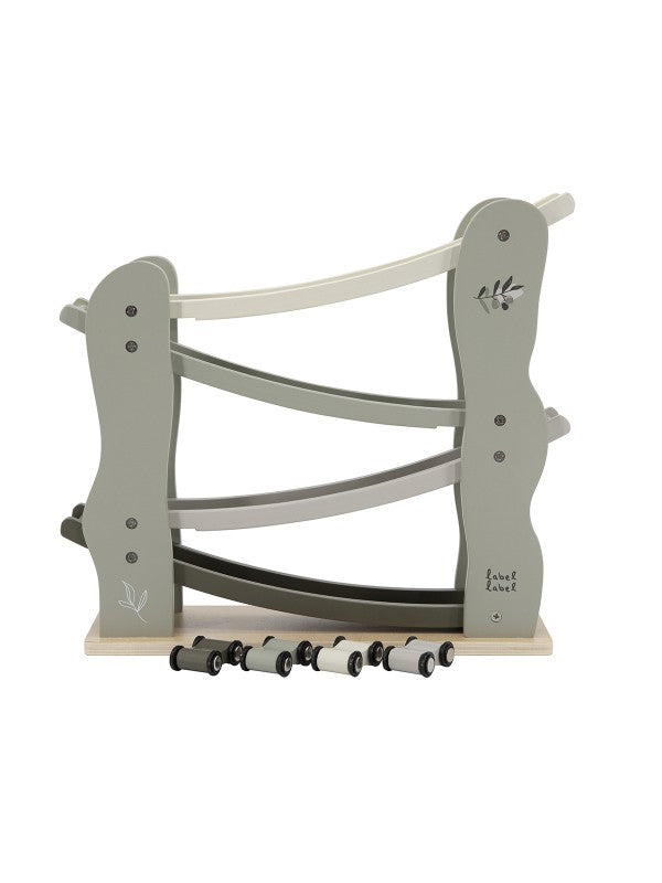 Houten autoglijbaan (verkrijgbaar in roze, beige en olijfgroen) | Label Label