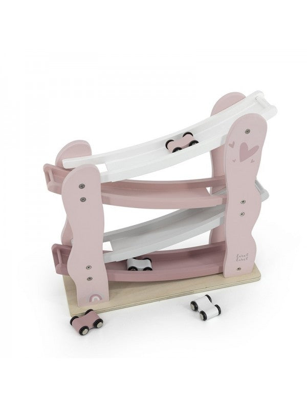 Houten autoglijbaan (verkrijgbaar in roze, beige en olijfgroen) | Label Label