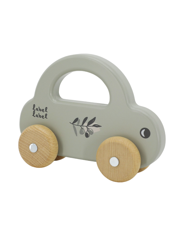 Houten speelgoedauto (verkrijgbaar in roze, beige, blauw en olijfgroen) | Label Label