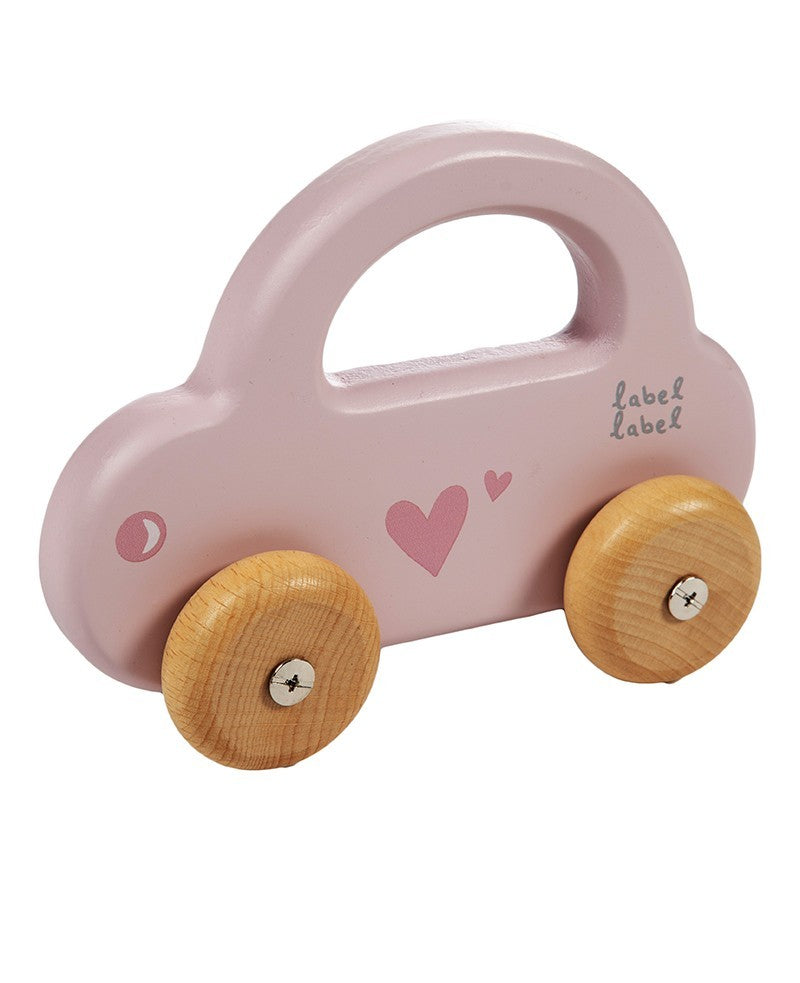 Houten speelgoedauto (verkrijgbaar in roze, beige, blauw en olijfgroen) | Label Label