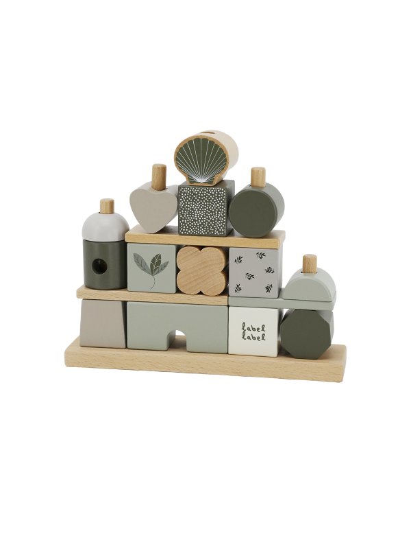 Houten stapelblokken (verkrijgbaar in roze, beige, olijfgroen en blauw) | Label Label