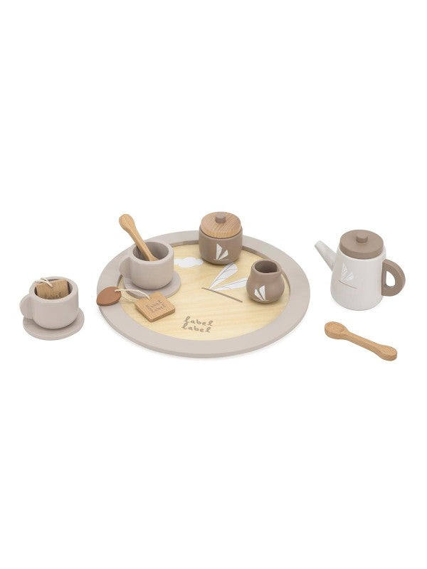 Houten Theeset (verkrijgbaar in roze en beige)