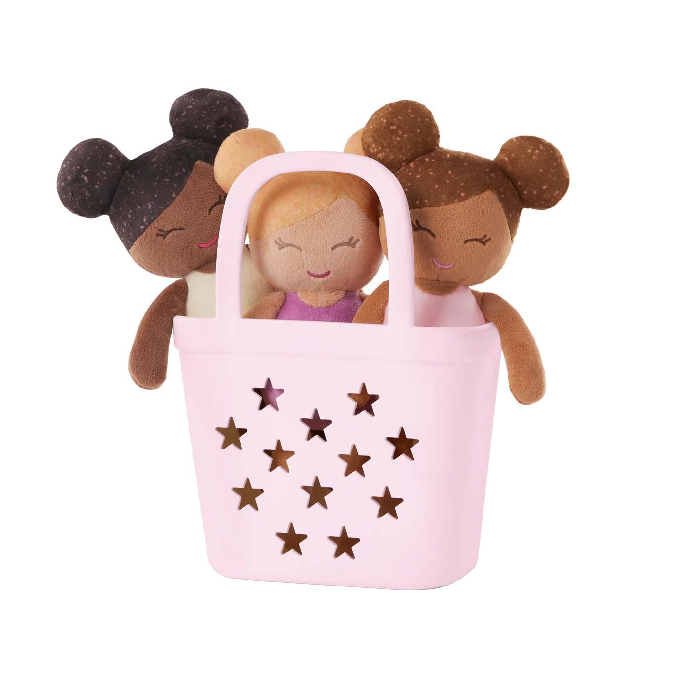 Lullababy Badpoppen 3 meisjes in roze mandje (PRE-ORDER EIND JUNI)