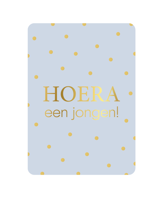 Wenskaart Hoera een jongen (stippen)