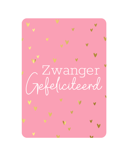 Wenskaart Zwanger gefeliciteerd (hartjes)