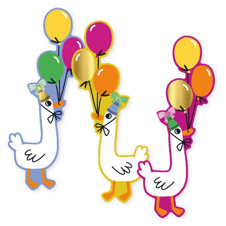Stickers Baby gans met ballon (5 stuks)