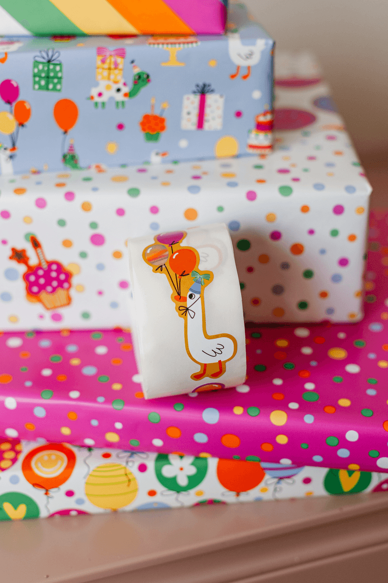 Stickers Baby gans met ballon (5 stuks)