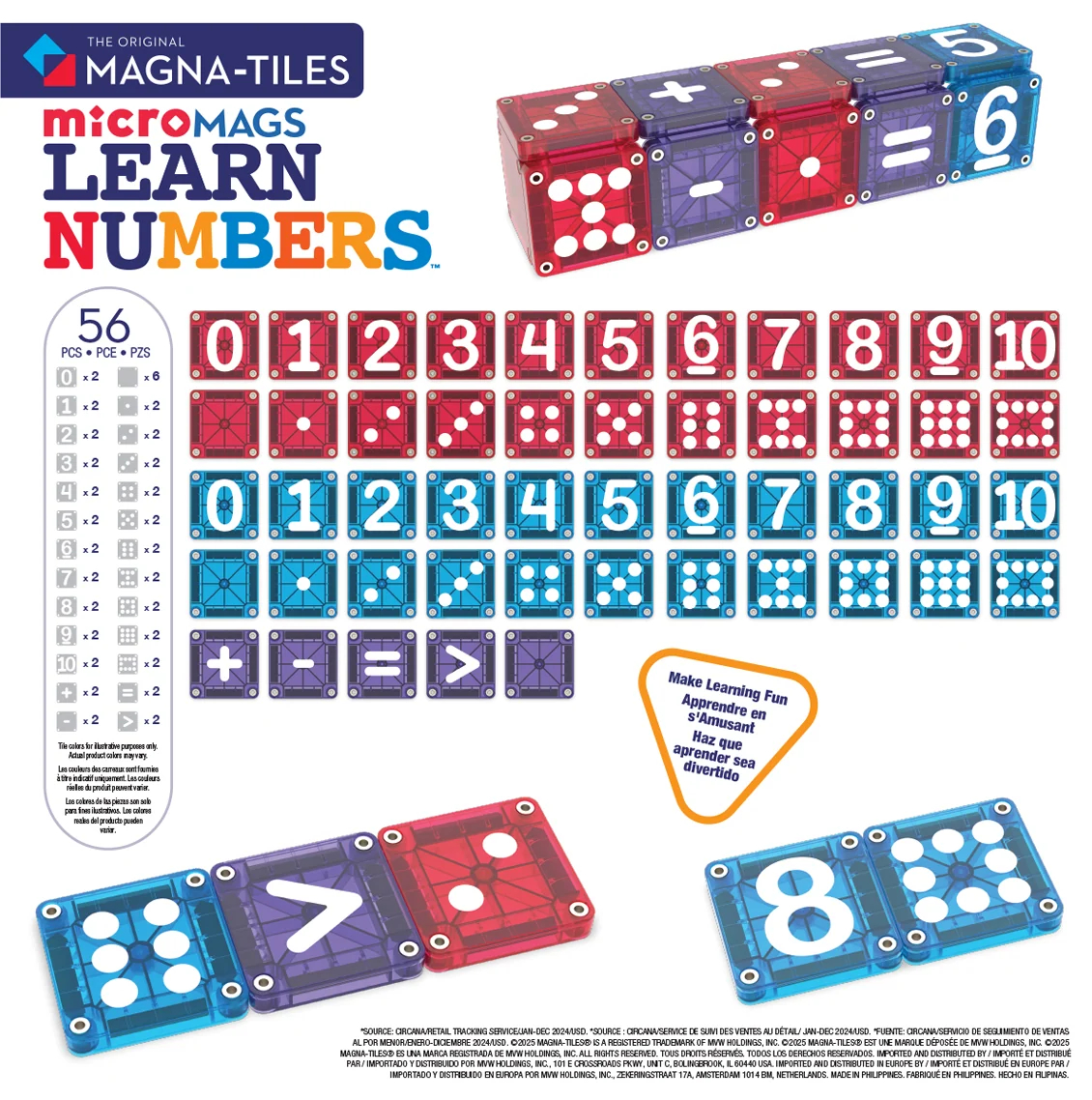 MAGNA-TILES® 56-delige microMAGS Learn Numbers PRE-ORDER OKTOBER