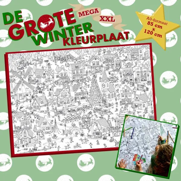 De Grote Winter Kleurplaat XXL 1.20 x 0.85m