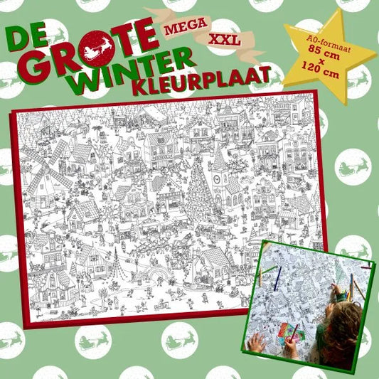 De Grote Winter Kleurplaat XXL 1.20 x 0.85m