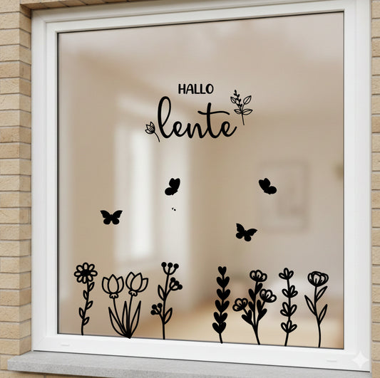 Raamsticker Hallo Lente