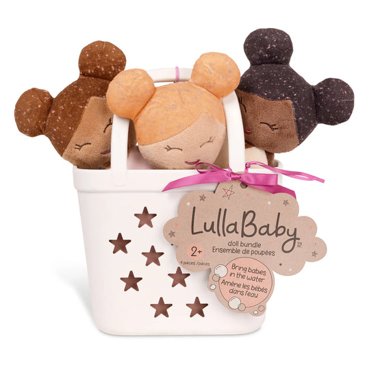 Lullababy Badpoppen 3 meisjes in wit mandje (PRE-ORDER EIND JUNI)