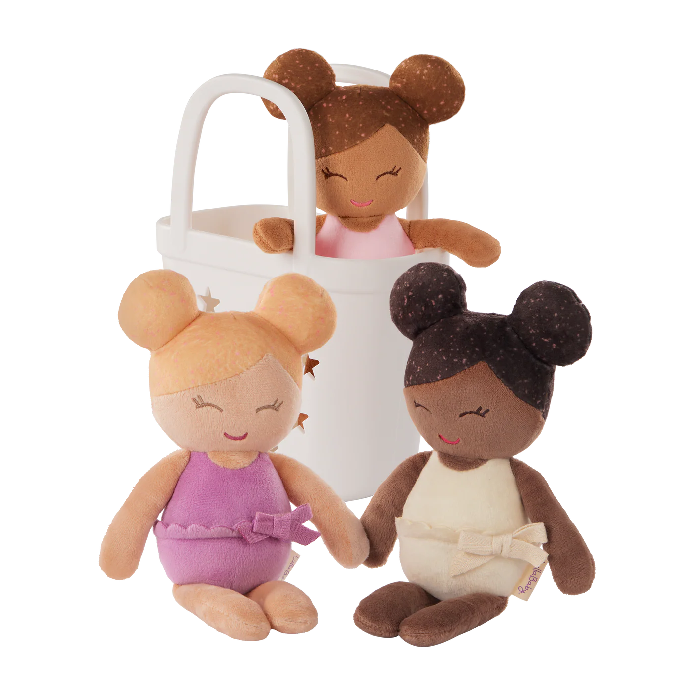 Lullababy Badpoppen 3 meisjes in wit mandje (PRE-ORDER EIND JUNI)