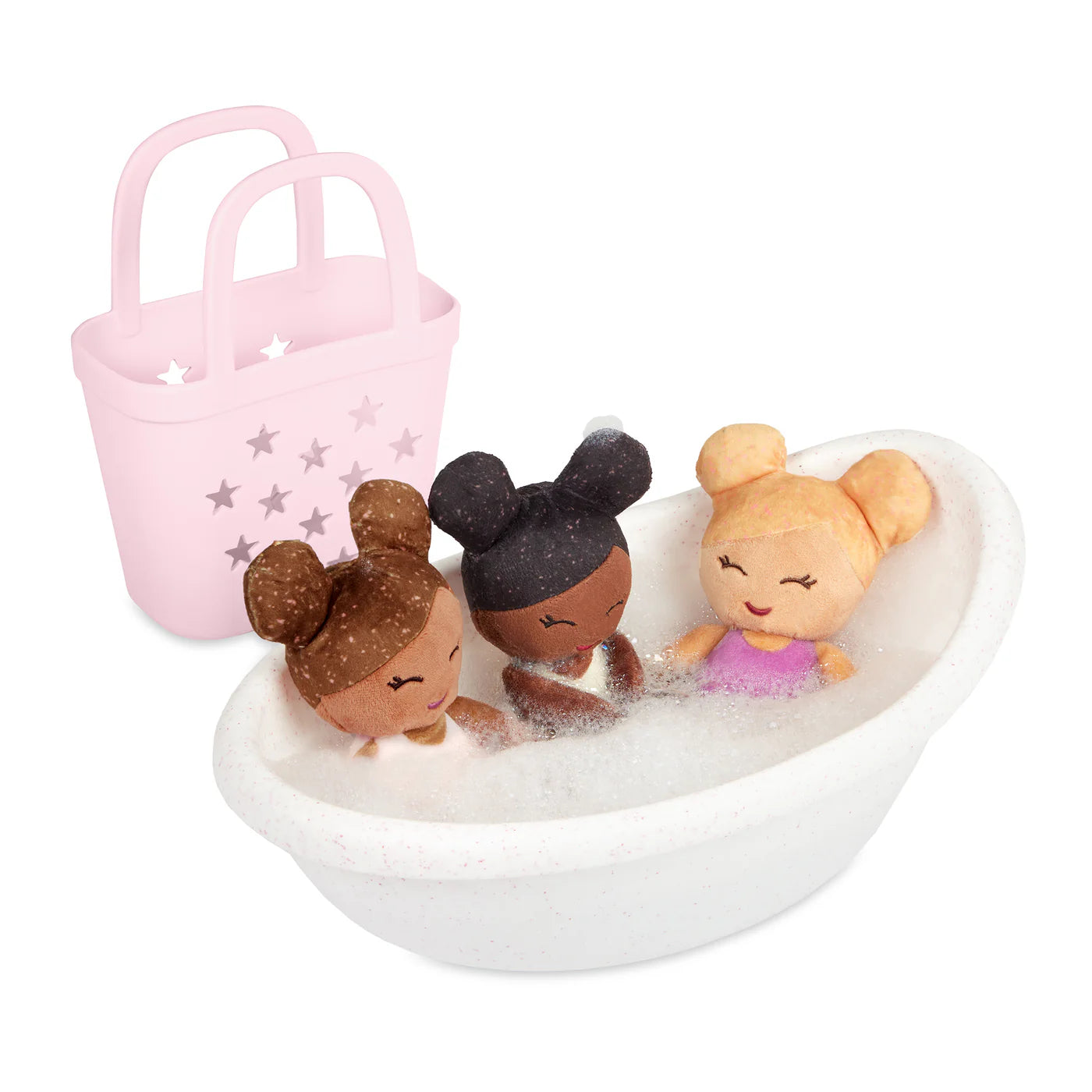 Lullababy Badpoppen 3 meisjes in roze mandje (PRE-ORDER EIND JUNI)