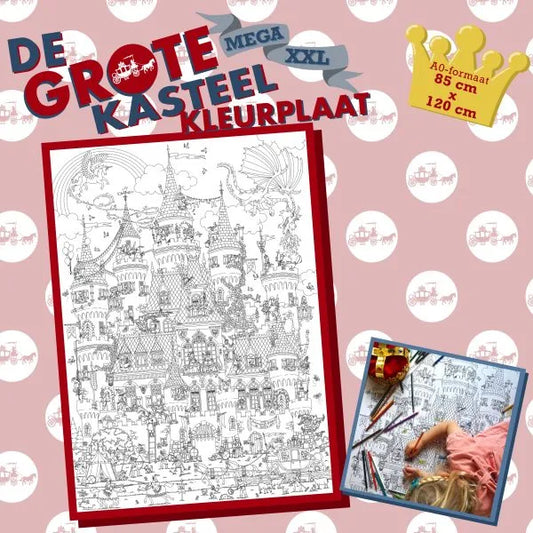 De Grote Kasteel Kleurplaat XXL 0.85 x 1.20m