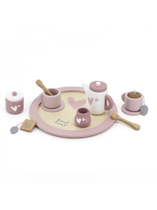 Houten Theeset (verkrijgbaar in roze en beige)