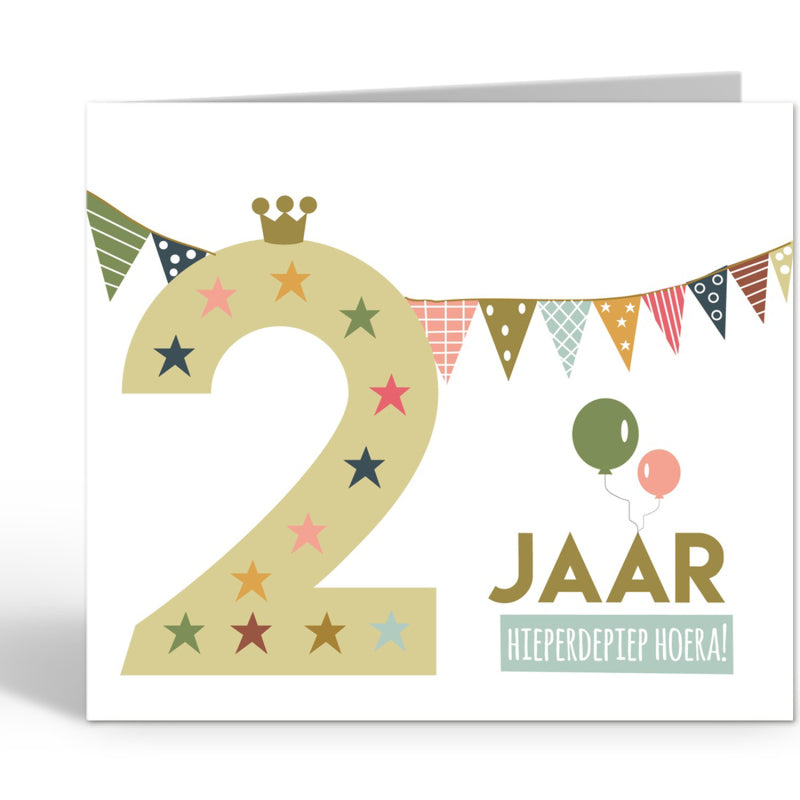 Verjaardagskaart Hieperdepiep hoera! 2 jaar