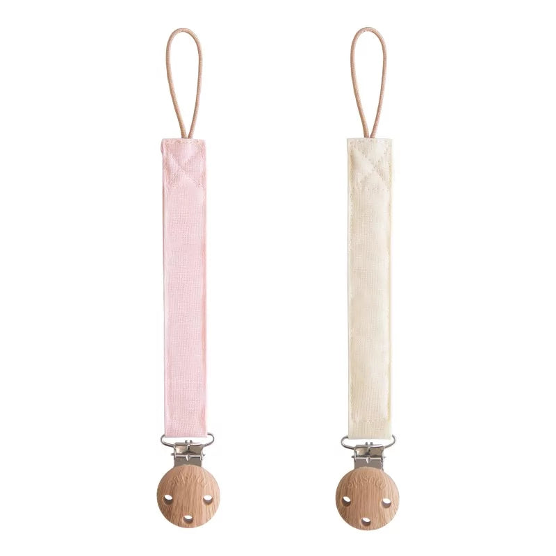 Mushie 2-pack Speenkoord met clip (roze en beige)