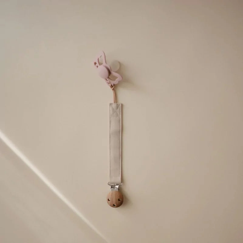 Mushie 2-pack Speenkoord met clip (olijfgroen en beige)